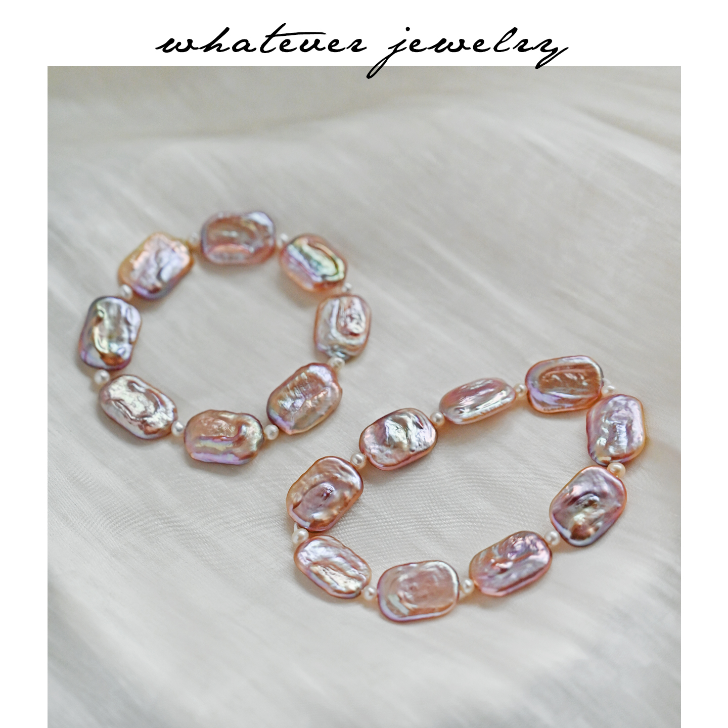 天然粉紫异形巴洛克珍珠手链