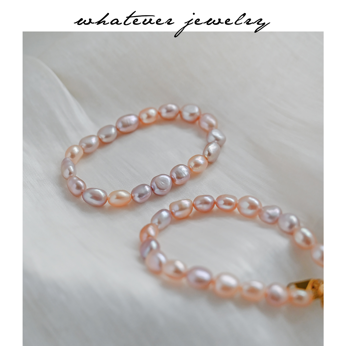 天然粉紫色淡水巴洛克珍珠手链