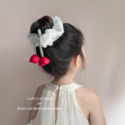 2025韩版新款超仙大肠发圈儿童蝴蝶结花朵发绳扎头发皮筋发饰头绳