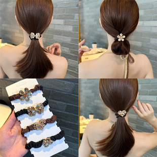 高级感网纱水钻头绳2023新款 水晶发圈女扎头发橡皮筋发绳头饰皮套