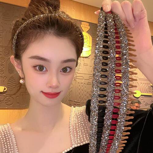 植绒满钻发箍夹子韩国压发夹成人发卡洗漱发洗脸丝绒网红碎发头箍