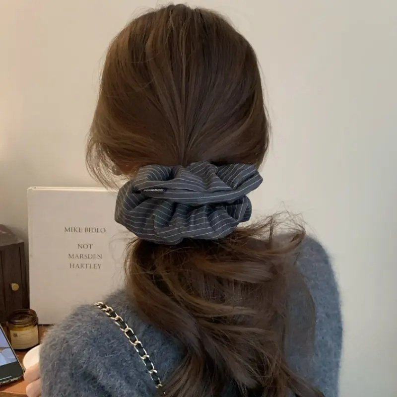 条纹大肠发圈简约盘发丸子头发饰后脑勺发绳2025新款复古头绳皮筋,饰品/流行首饰/时尚饰品新,发饰,淘宝优惠券,粉丝福利购,淘宝优惠卷