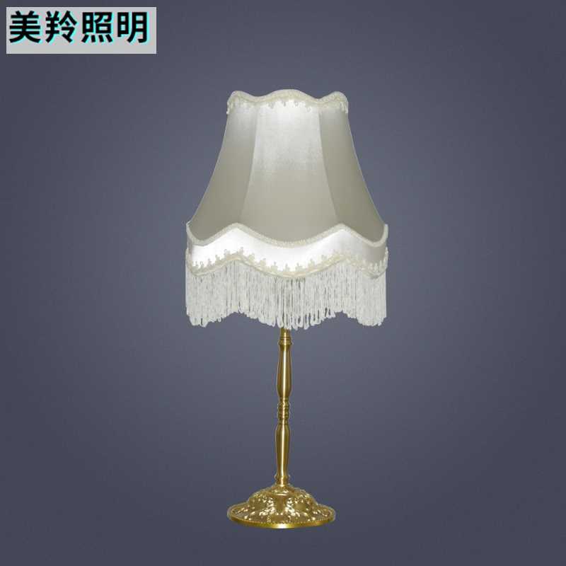 高档美羚照明 欧式现代手工布艺流苏花边全铜台灯落地灯灯罩卧室