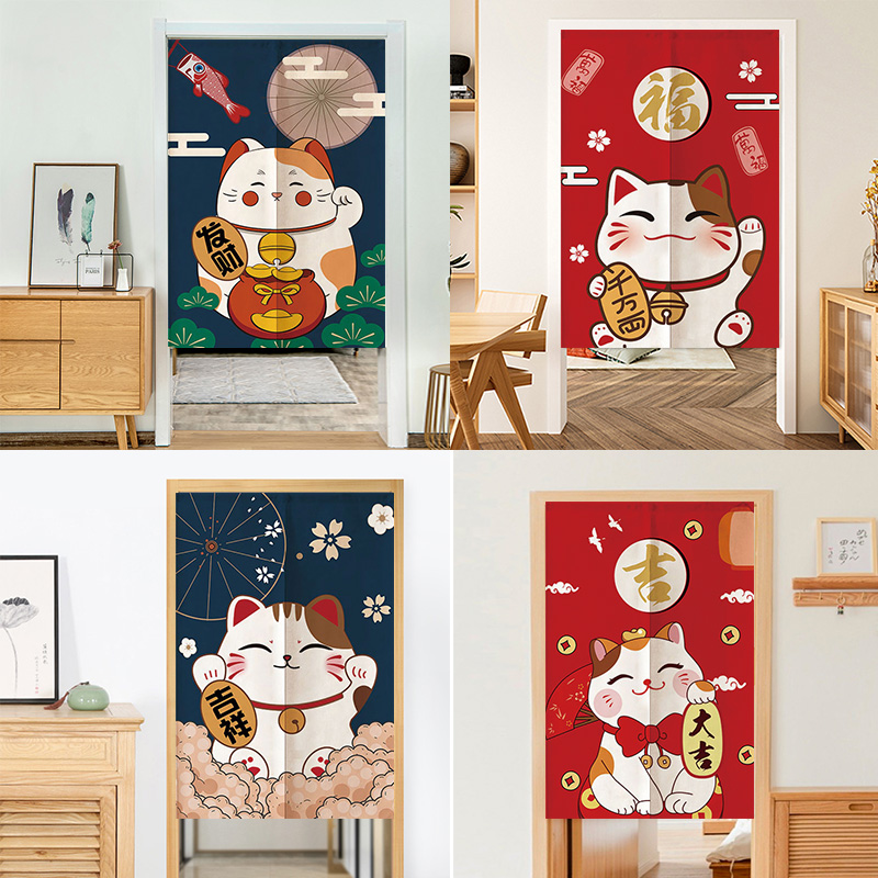 日式招财猫门帘隔断帘