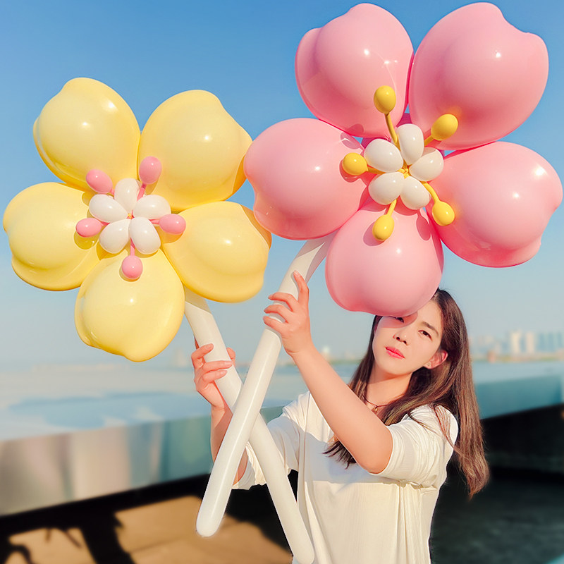 网红卡通樱花气球造型花朵装饰生日场景布置diy材料包拍照道具ins