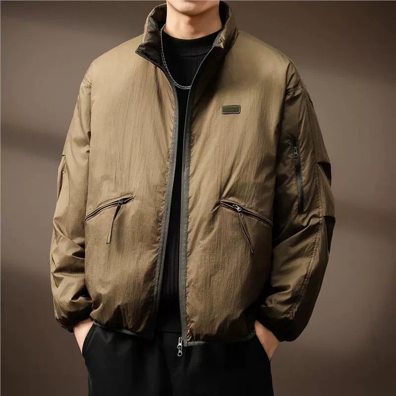 高端美式95白鸭绒短款翻领羽绒服男2026冬季新款复古轻薄蓬松外套