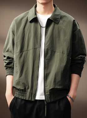 高端美式户外工装通勤夹克男2025秋季新款宽松复古轻薄上衣外套男