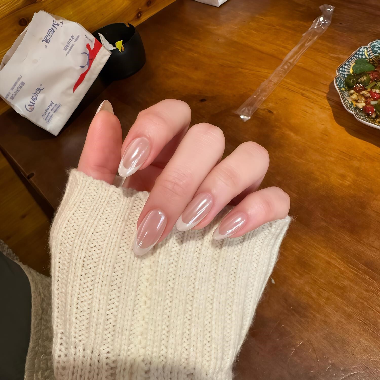 【海莉法式白】欧美跨境热销指甲贴片穿戴甲肤色渐变ins爆款美甲