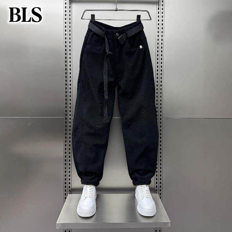 高端加绒束脚休闲裤男款冬季2025新款加绒加厚宽松工装裤小脚长裤