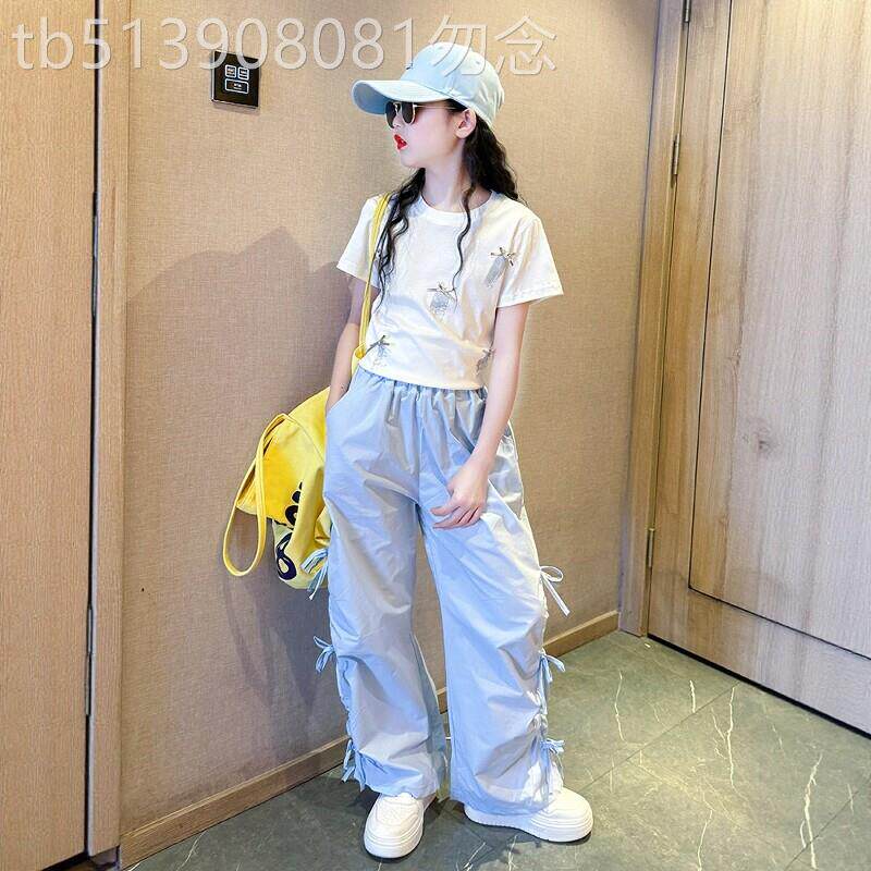 法国BADNUT女童夏套装2026新款酷飒风儿童工装裤女大童洋派短袖夏