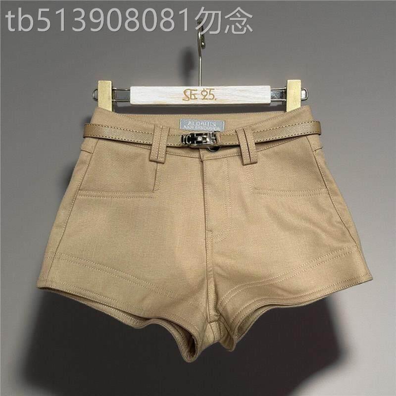 韩国卡其色休闲裤女夏季新款外穿包臀弹力紧身设计感高腰显腿长
