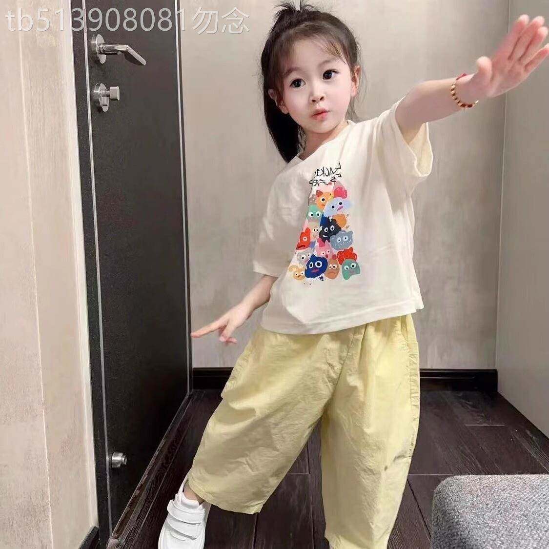Belacoti 中小童女童运动休闲套装夏装短袖T恤休闲裤童装两件套
