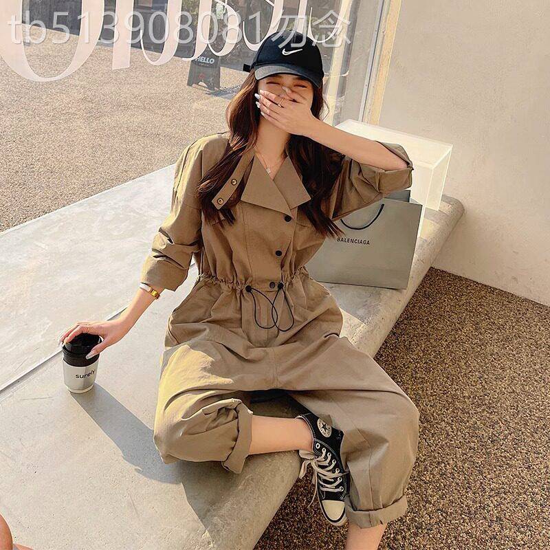 潮牌时尚工装连体裤女春秋小个子2026新款韩版宽松休闲连衣裤套装