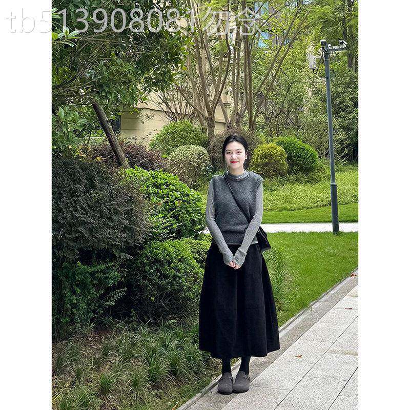 法式复古黑色花苞裙半身裙女秋季松紧高腰梨形显瘦百搭高级感长裙