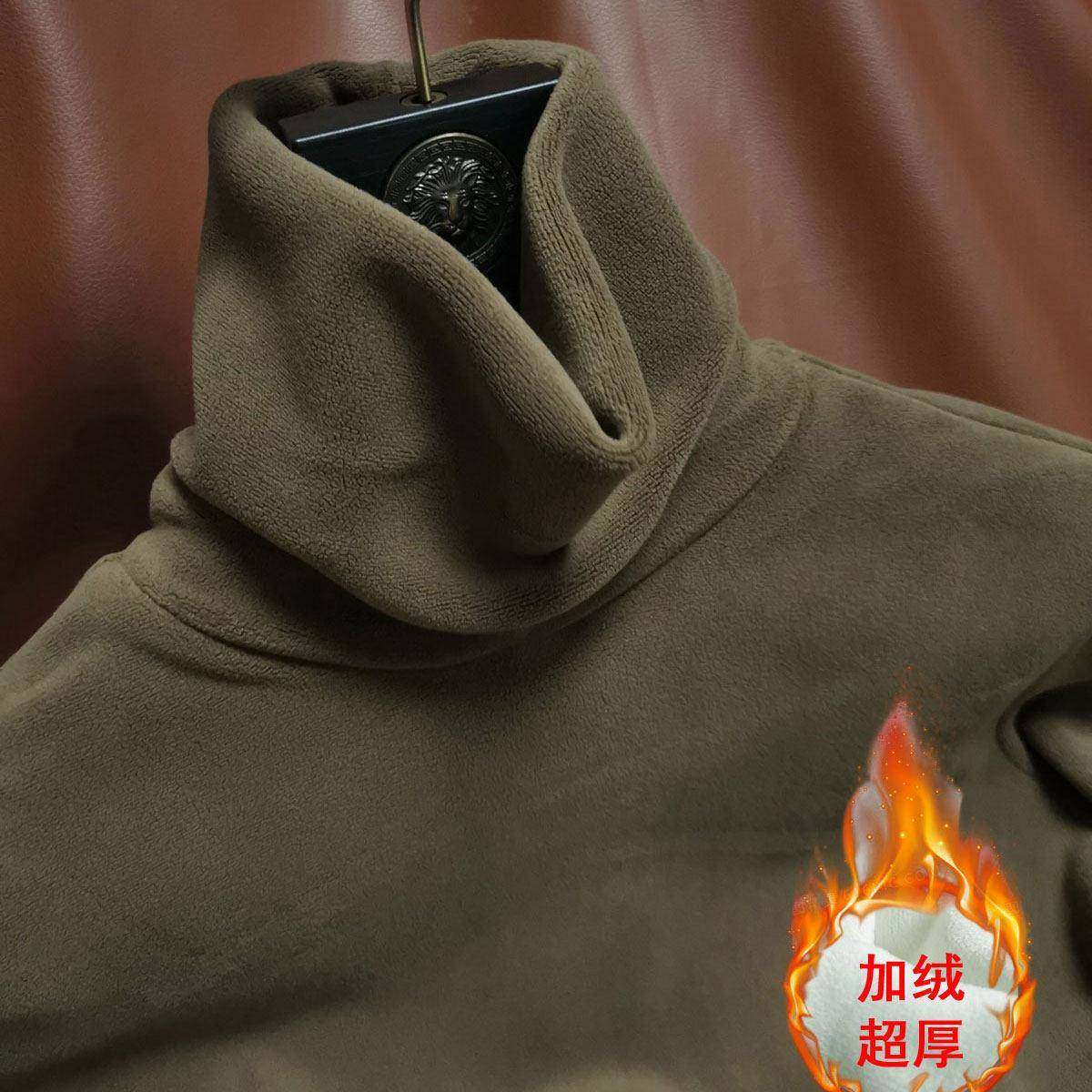 德绒男士打底衫双面加绒加厚T恤男冬季高领保暖长袖内衣