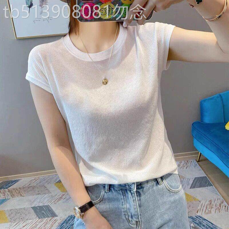 冰丝短袖t恤女装夏季2025新款白色垂感流行高端时尚薄款百搭上衣