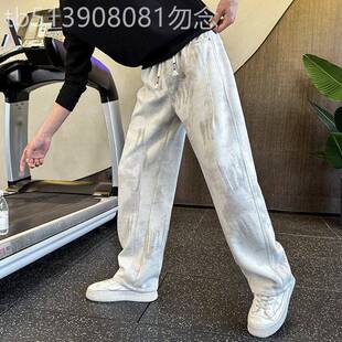 潮牌高级感卫裤男款宽松阔腿裤痞帅新款男裤夏季纯色休闲裤子潮流