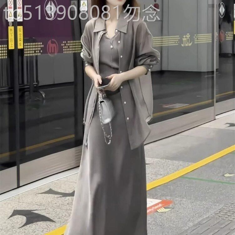 班奈悦轻奢时尚套装2025夏季新款收腰显瘦气质吊带裙外搭防晒衬衣