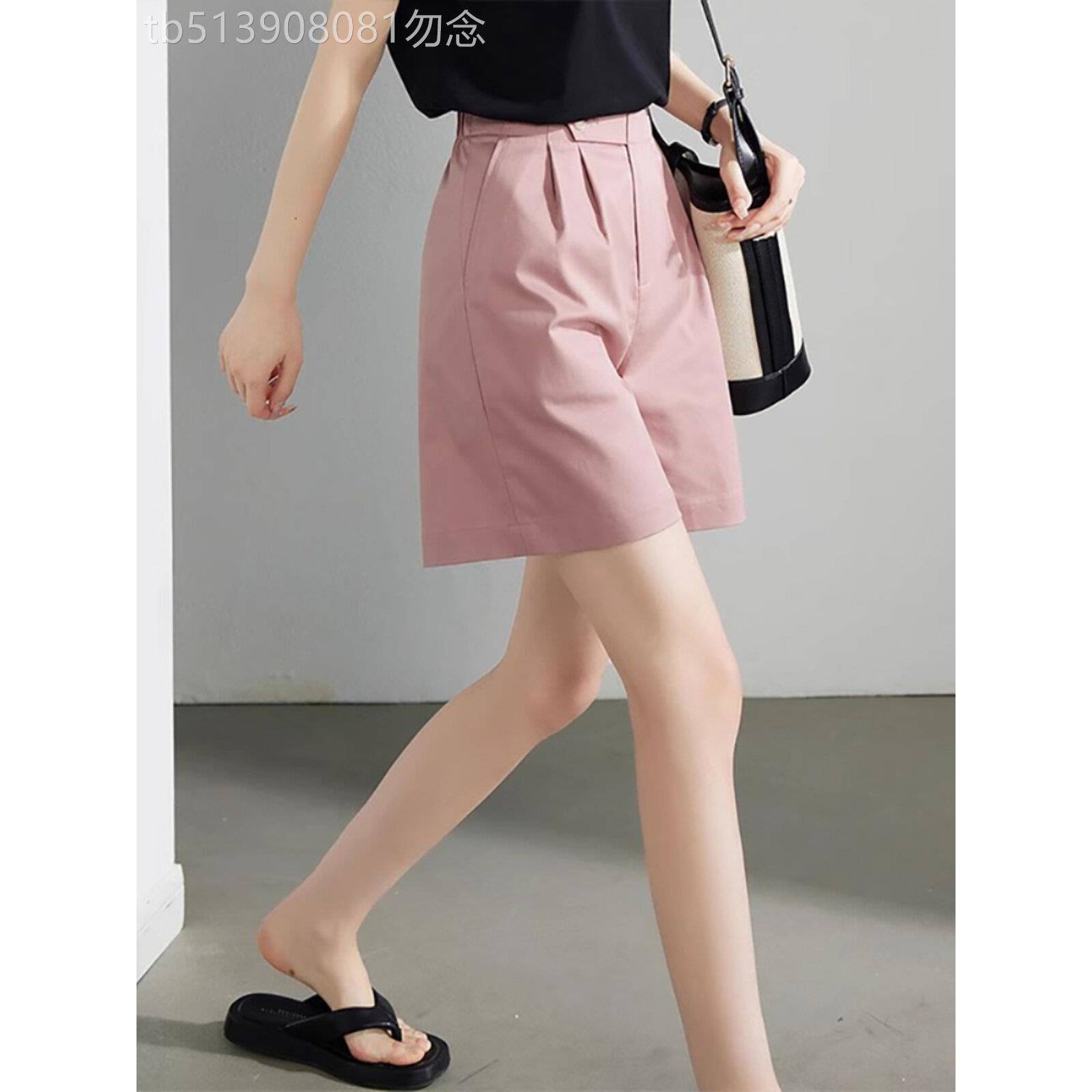 短裤女夏季薄款2026新款a字高腰显瘦阔腿宽松工装休闲五分裤子女