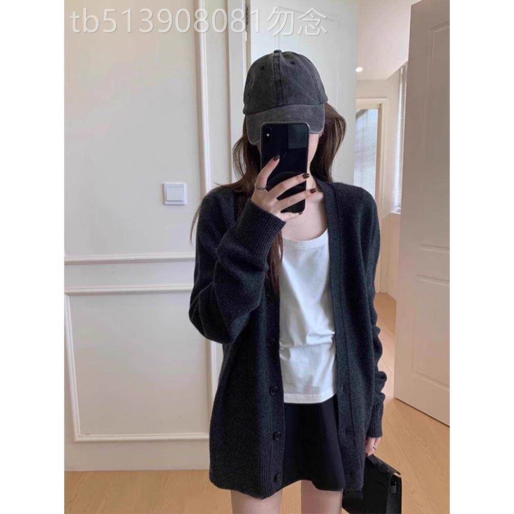 时尚品牌针织开衫女士在春秋季为小个子休闲宽松慵懒风格外毛衣夹