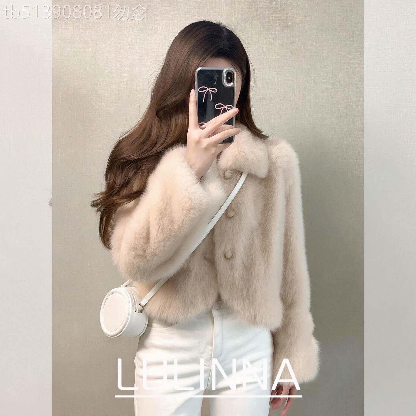 2026新款粉色短款仿狐狸毛环保皮草富家千金贵气感毛毛外套女冬季