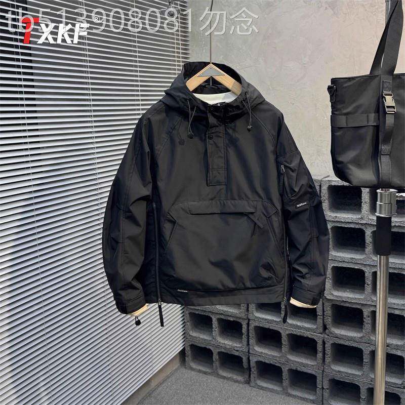 高端软壳冲锋衣外套男士2025新款秋冬季套头连帽夹克加厚棉服男款