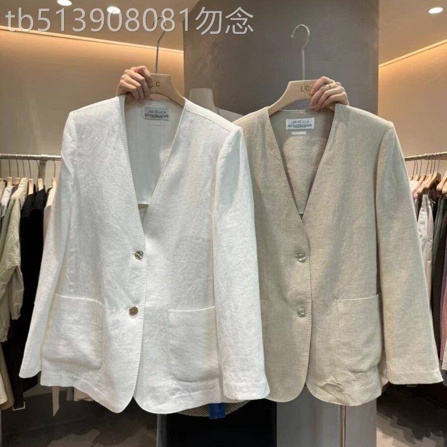 韩国棉麻小西装外套女夏季薄款通勤高级感亚麻防晒长袖西服上衣
