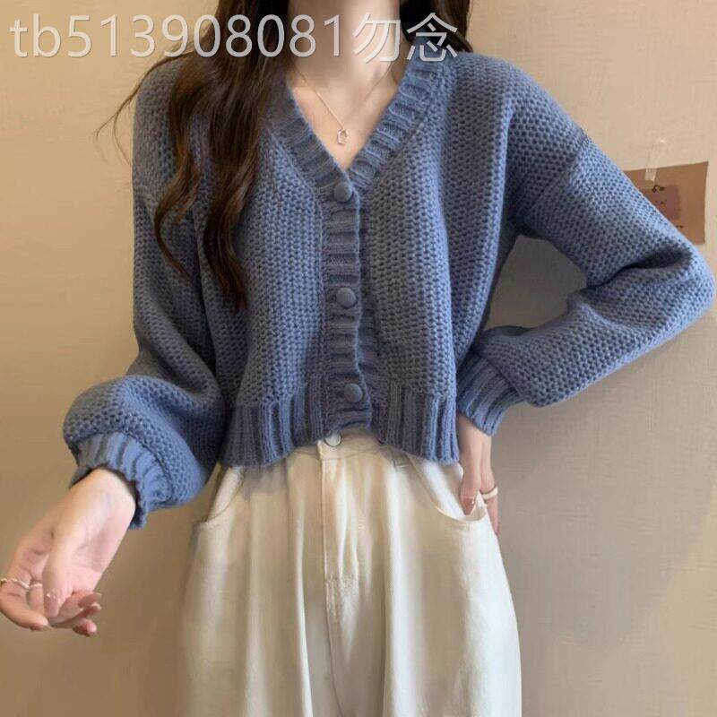 潮牌慵懒风宽松短款显瘦开衫毛衣外套女春秋新款外搭长袖针织上衣