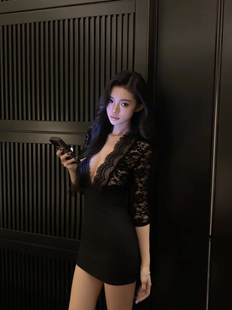 专属秘书性感睡衣女镂空蕾丝纯欲秘书紧身包臀裙套装女家居服战袍