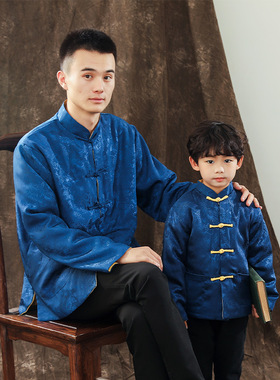 秋冬季婴儿唐装男童长袖汉服双面穿中国风儿童女古装拜年服亲子装