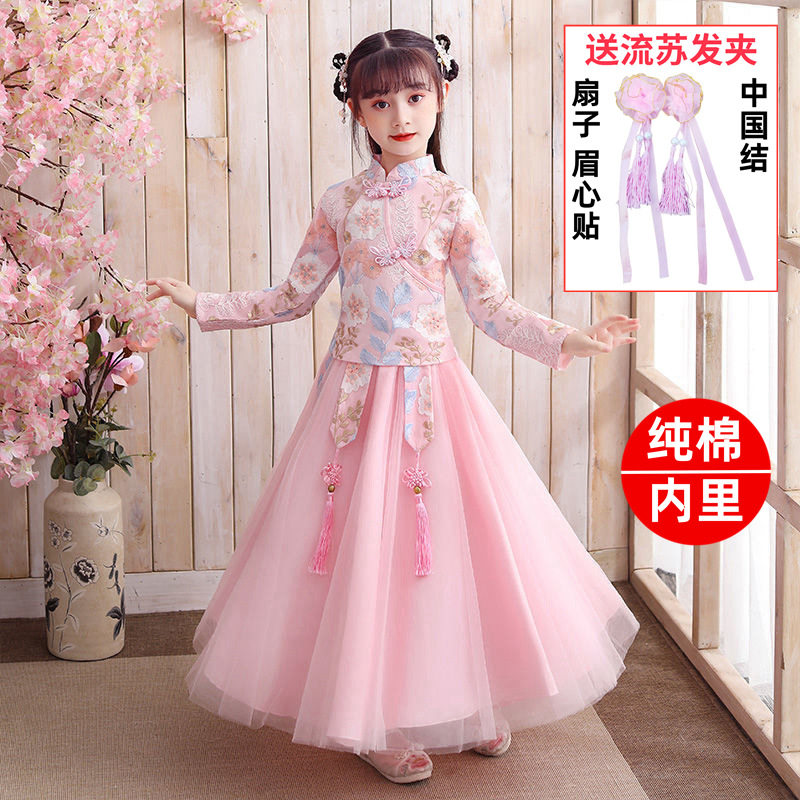 2024拜年服风红色礼服花童儿童秀图片