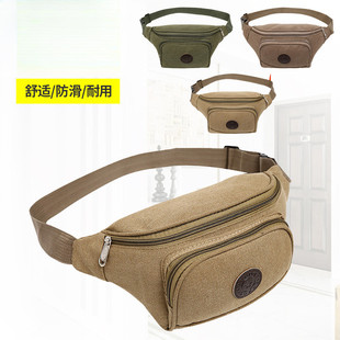 2026字母印花帆布手机腰包男士骑行户外运动腰包带夹层多功能斜挎