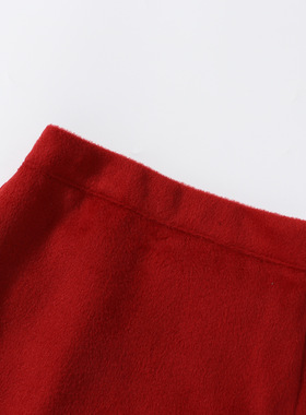 2026新款女童红色法式高腰显瘦洋气百搭显白a字短裙