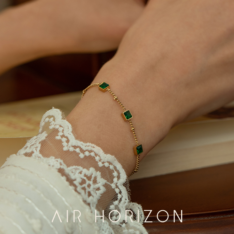 air-horizon复古手链简约祖母绿