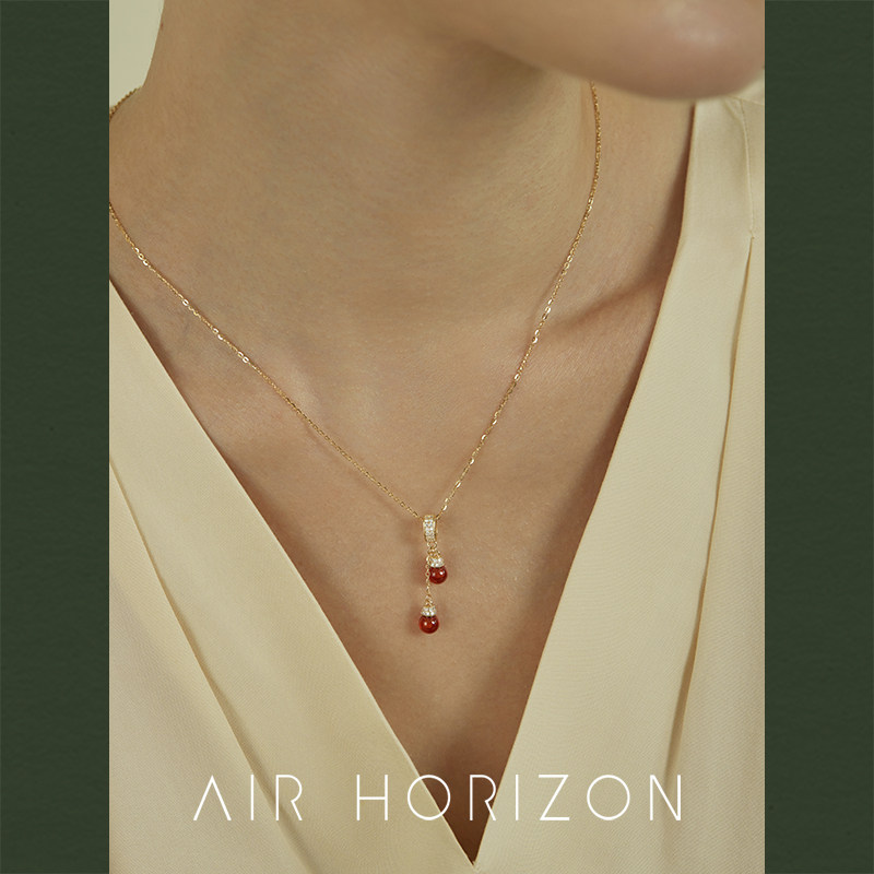 AIR-HORIZON石榴石纯银流苏项链
