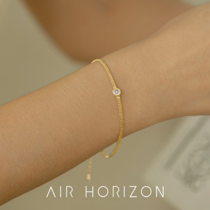 AIR-HORIZON镀18k金轻奢简约精致细蛇骨手链女超闪锆石新款手饰品