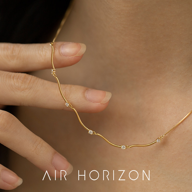 AIR-HORIZON纯银水波纹女项链