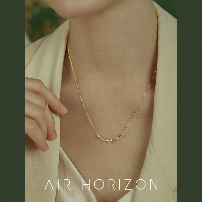AIR-HORIZON纯银绳结微笑项链女