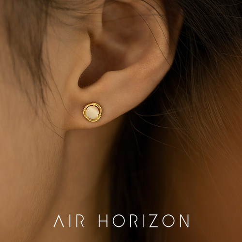 AIR-HORIZON纯银猫眼石女耳钉