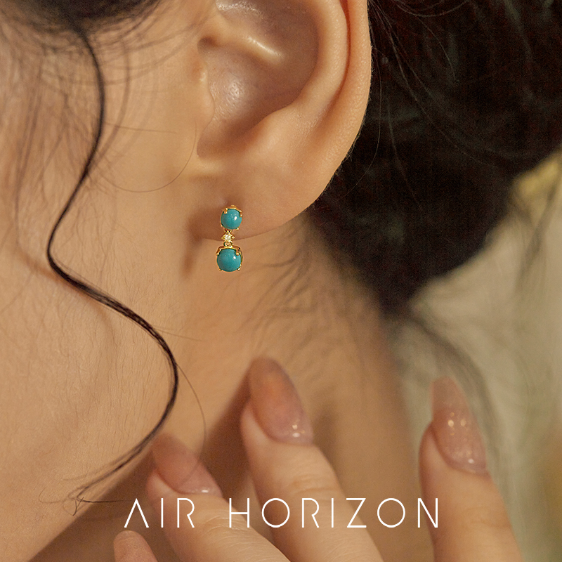 AIR-HORIZON10K金女绿松石耳钉