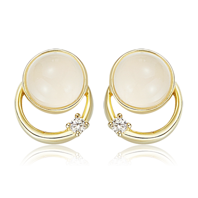 AIR-HORIZON天然玉髓925银耳钉