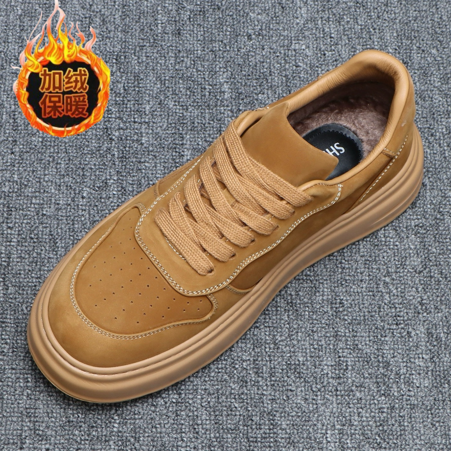 棉鞋冬季男鞋真皮加绒保暖运动板鞋男士复古百搭厚底男生休闲鞋子