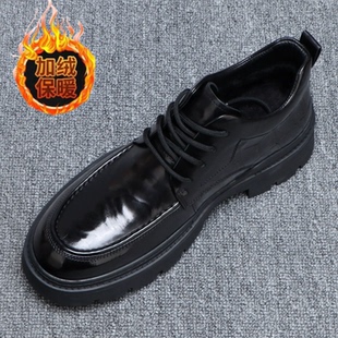 头层牛皮男鞋2025冬季保暖加绒高帮皮鞋男厚底百搭真皮商务休闲鞋