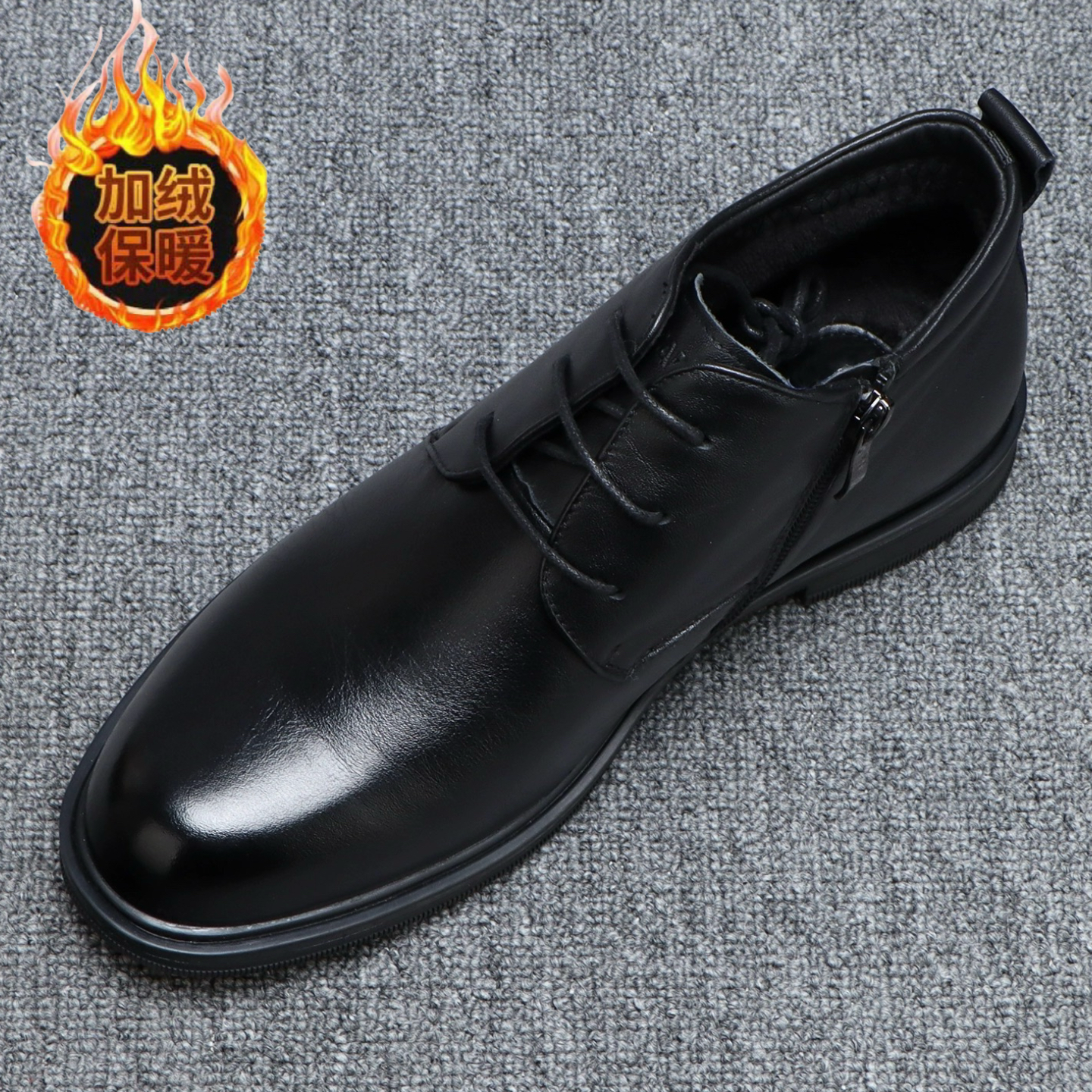 加绒保暖高帮皮鞋头层牛皮马丁靴