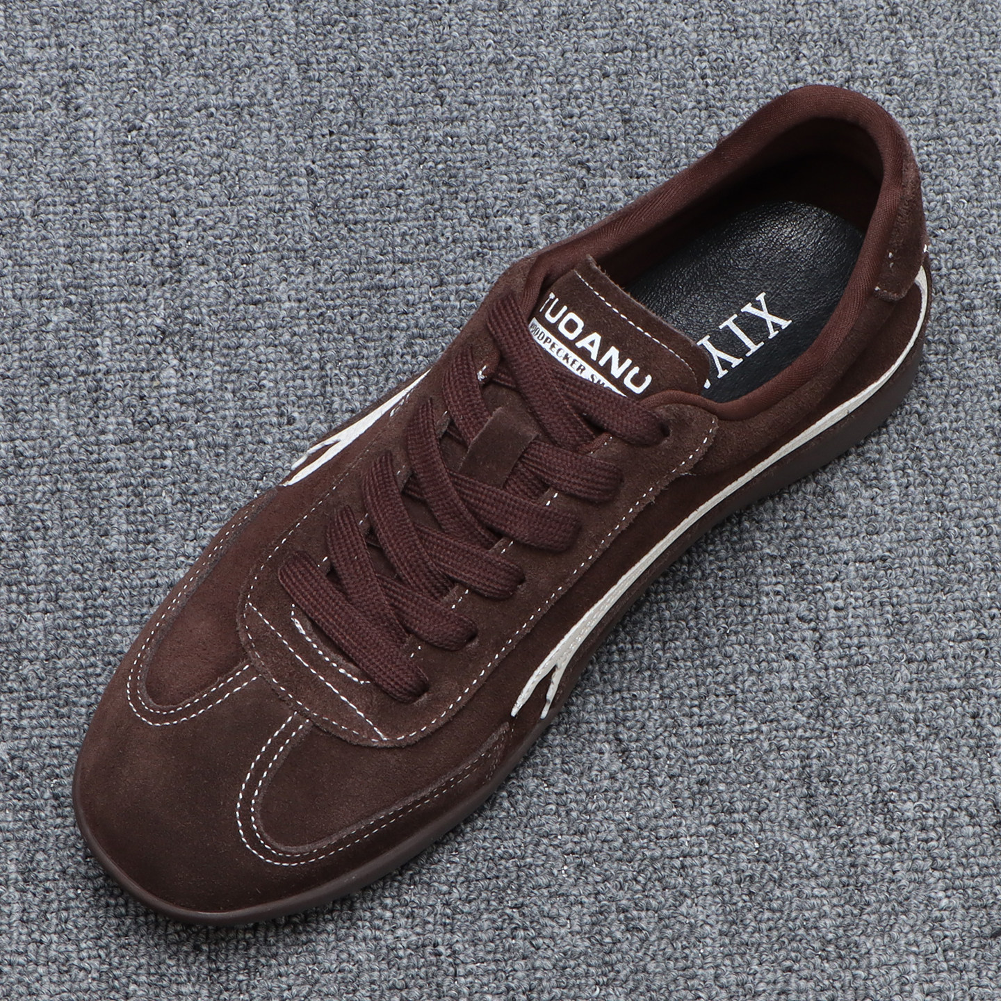 潮牌真皮阿甘鞋男2026春季男鞋轻便薄底翻毛皮系带休闲德训板鞋男,流行男鞋,德训鞋,淘宝优惠券,粉丝福利购,淘宝优惠卷