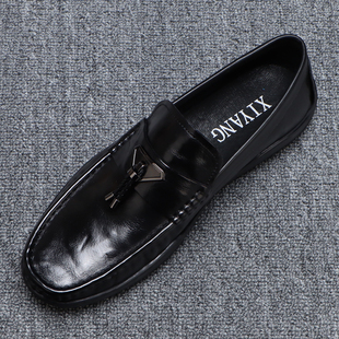 韩版真皮豆豆鞋男2026新款时尚百搭商务休闲皮鞋软底透气开车男鞋
