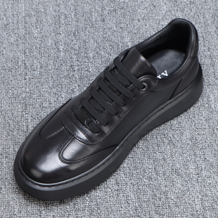 头层牛皮男鞋2025新款黑色百搭真皮运动休闲板鞋男轻便一脚蹬潮鞋