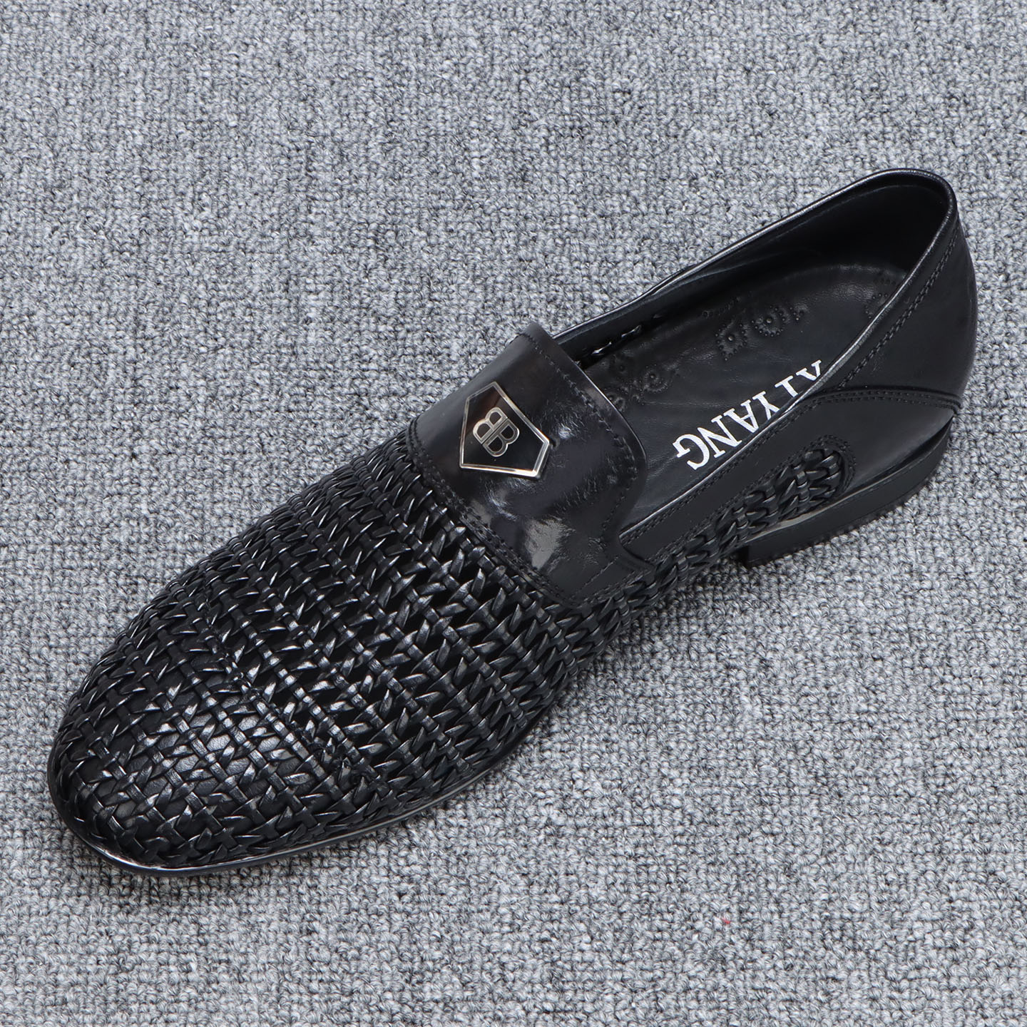 休闲皮鞋真皮百搭一脚蹬编织男鞋