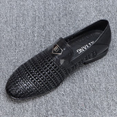 凉鞋 2025新款 镂空透气商务休闲皮鞋 夏季 男真皮百搭一脚蹬编织男鞋