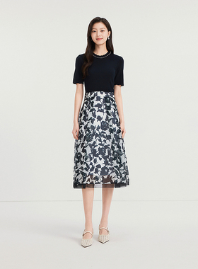 珂莱商场同款2025夏新款拼接气质假两件连衣裙女显瘦 KF12324Q7